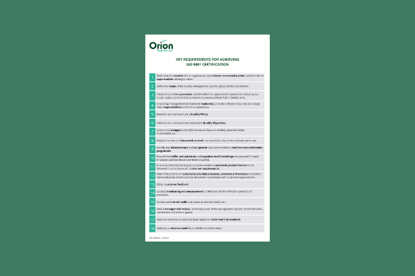 Key requirements for achieving ISO 9001 certification checklist